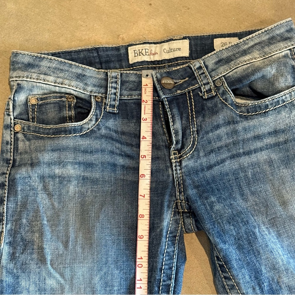 BKE Blue Straight Leg Jeans with Distressed Look - Picture 5 of 11